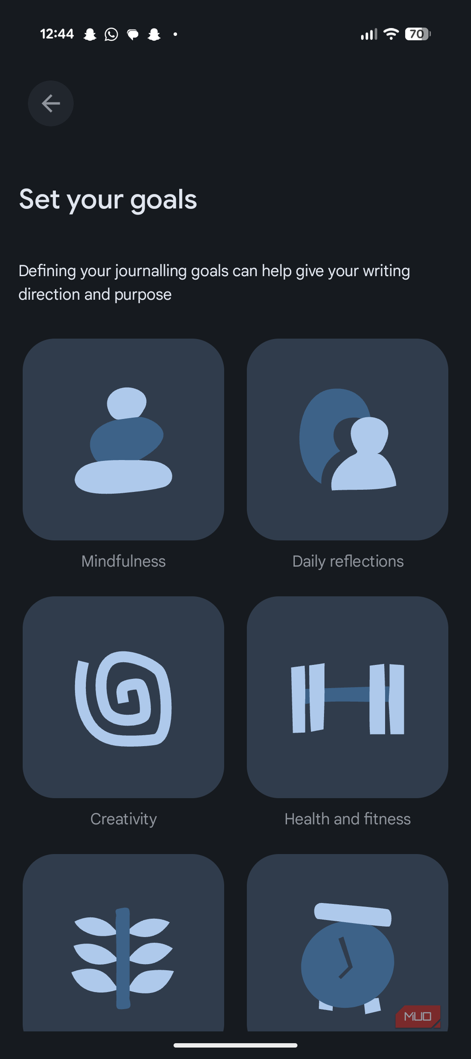 صفحه نمایش در برنامه Google Journal.