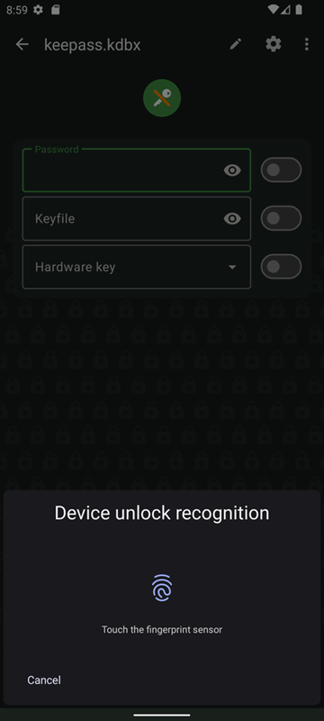 برنامه Keepass در تلفن Android