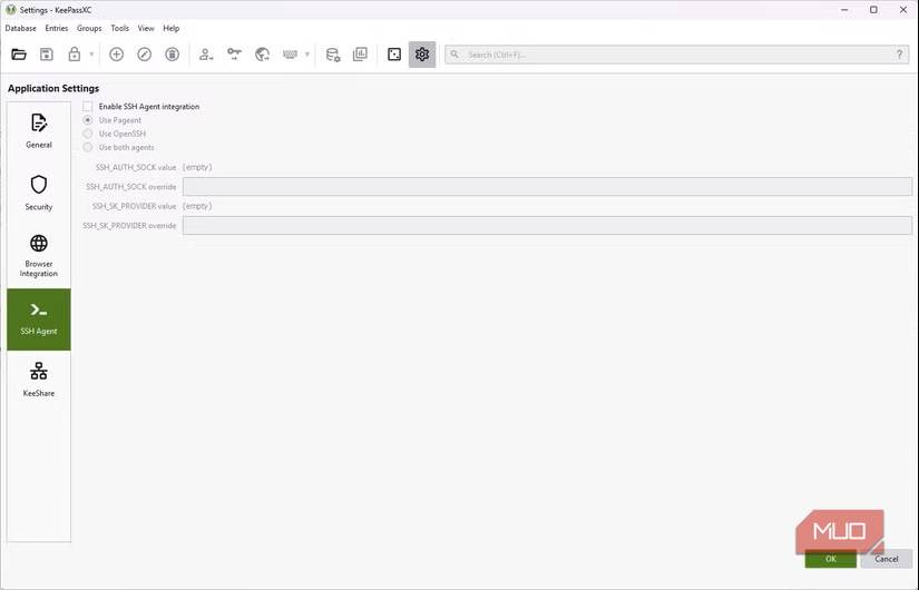 keepassxc ssh عامل تنظیم 1