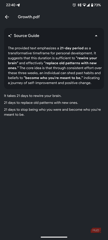 منبع انتخاب شده تابستانی در Notebooklm.