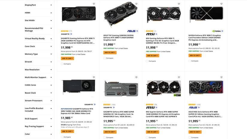 قیمت کارت گرافیک Nvidia