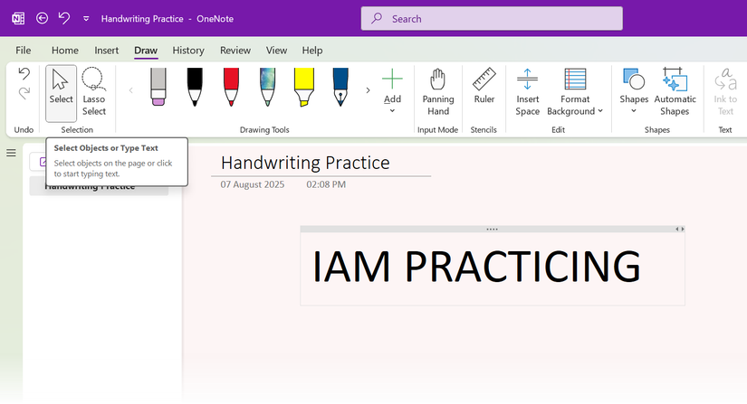 نمونه ای از تبدیل دست نوشته OneNote