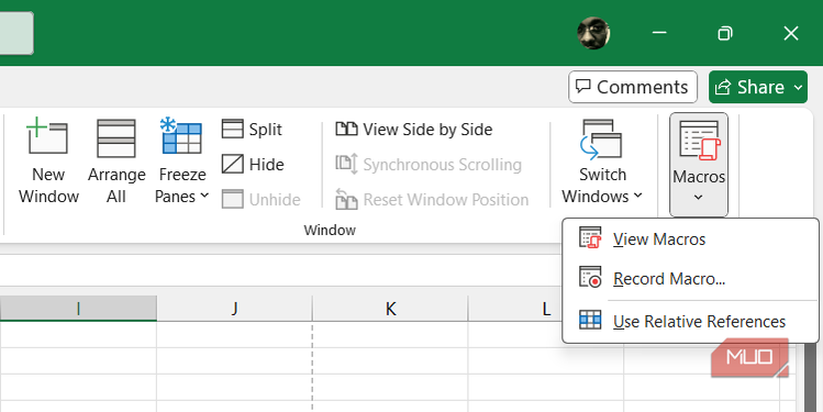 گزینه هایی برای ایجاد یا مشاهده کلان در اکسل