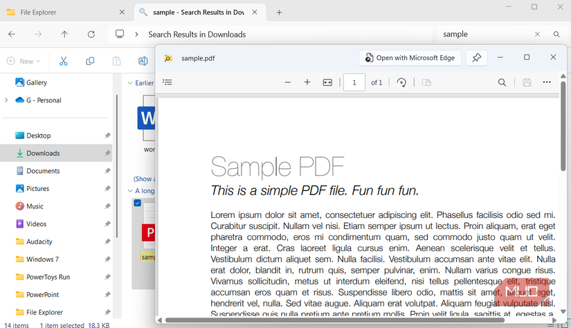 پیش نمایش PDF در Explorer File