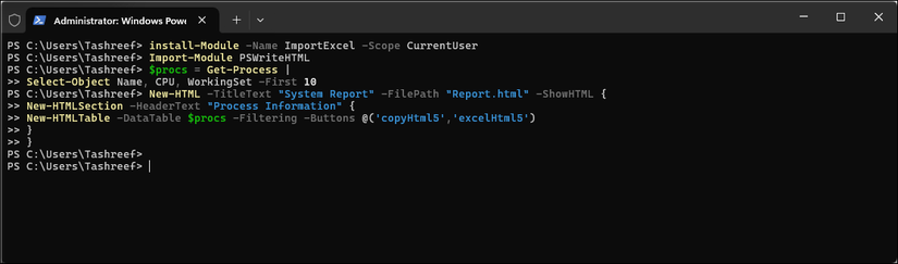 دستور صادرات ماژول PSWRITEHTML