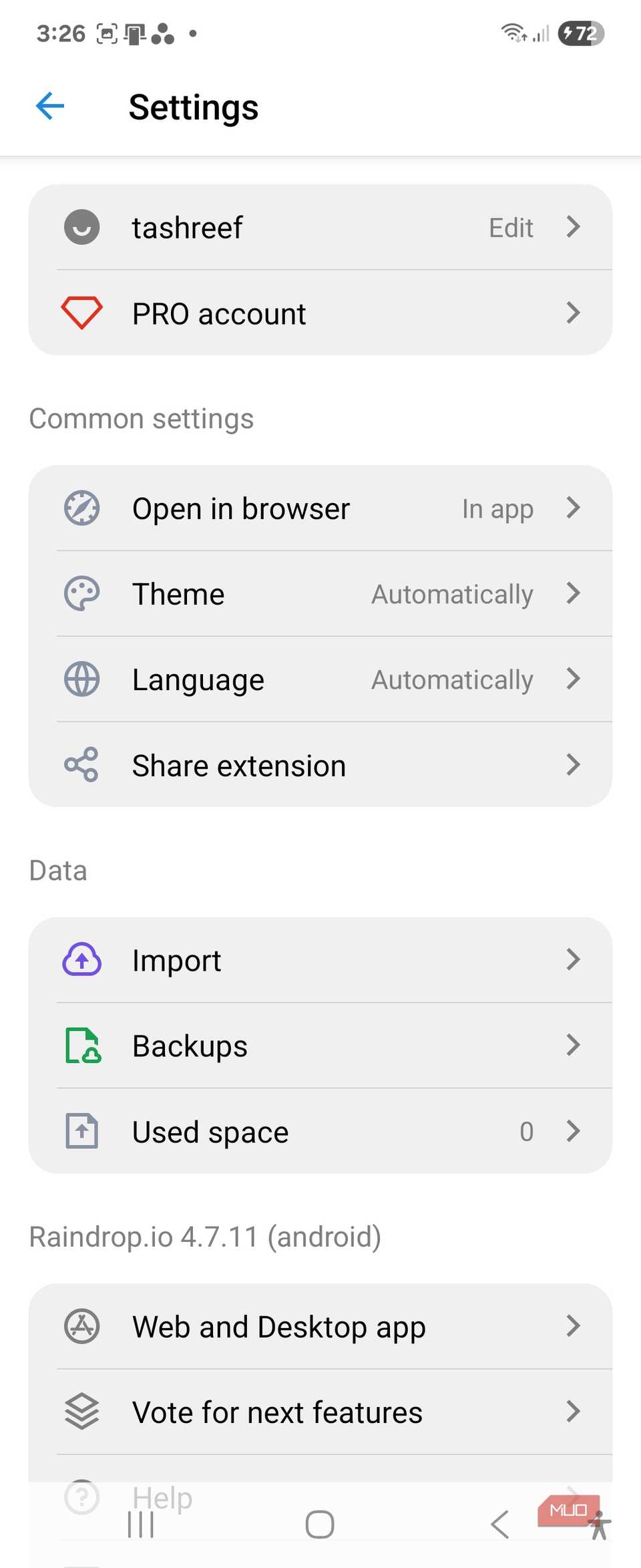 برنامه موبایل Raindrop-Io و Intergration مرورگر (3)