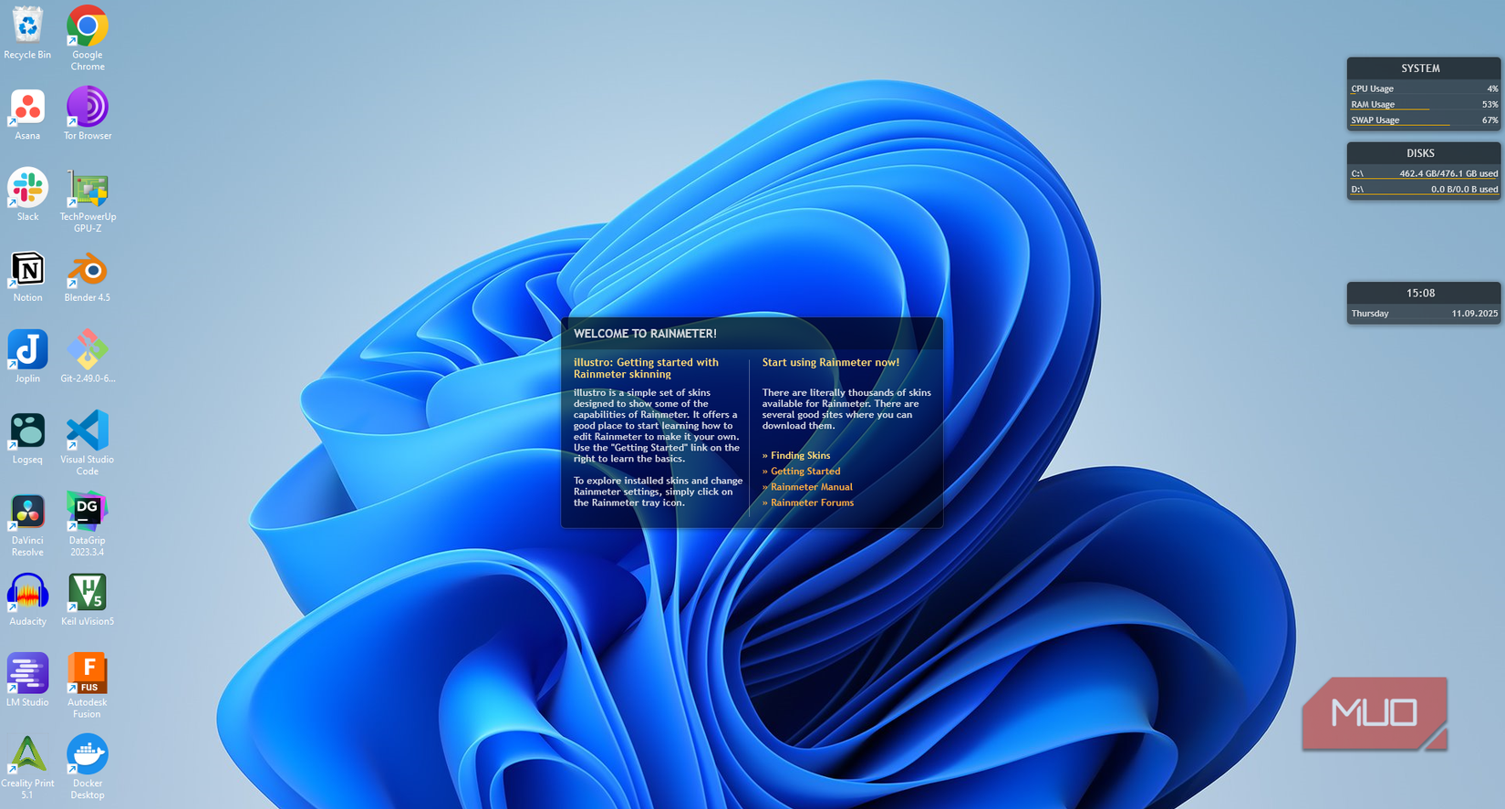 پوست و تنظیمات پیش فرض Rainmeter