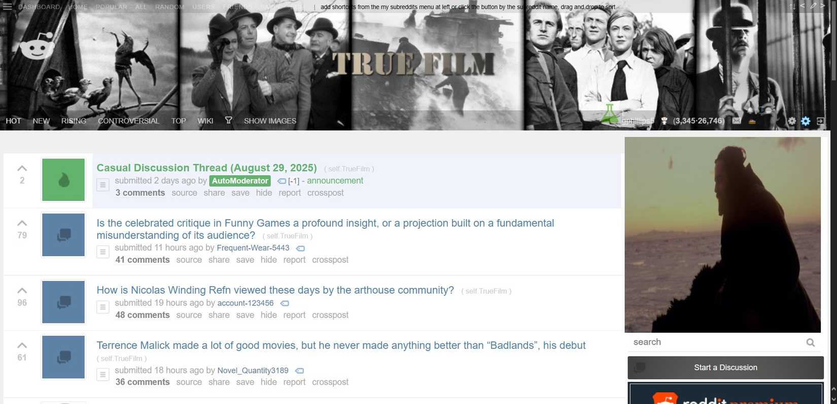 Reddit Movies True Subreddit با بحث های فیلم