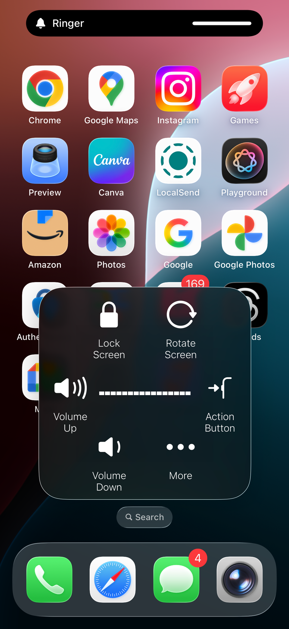 گزینه حجم رینگر در منوی Asistivetouch