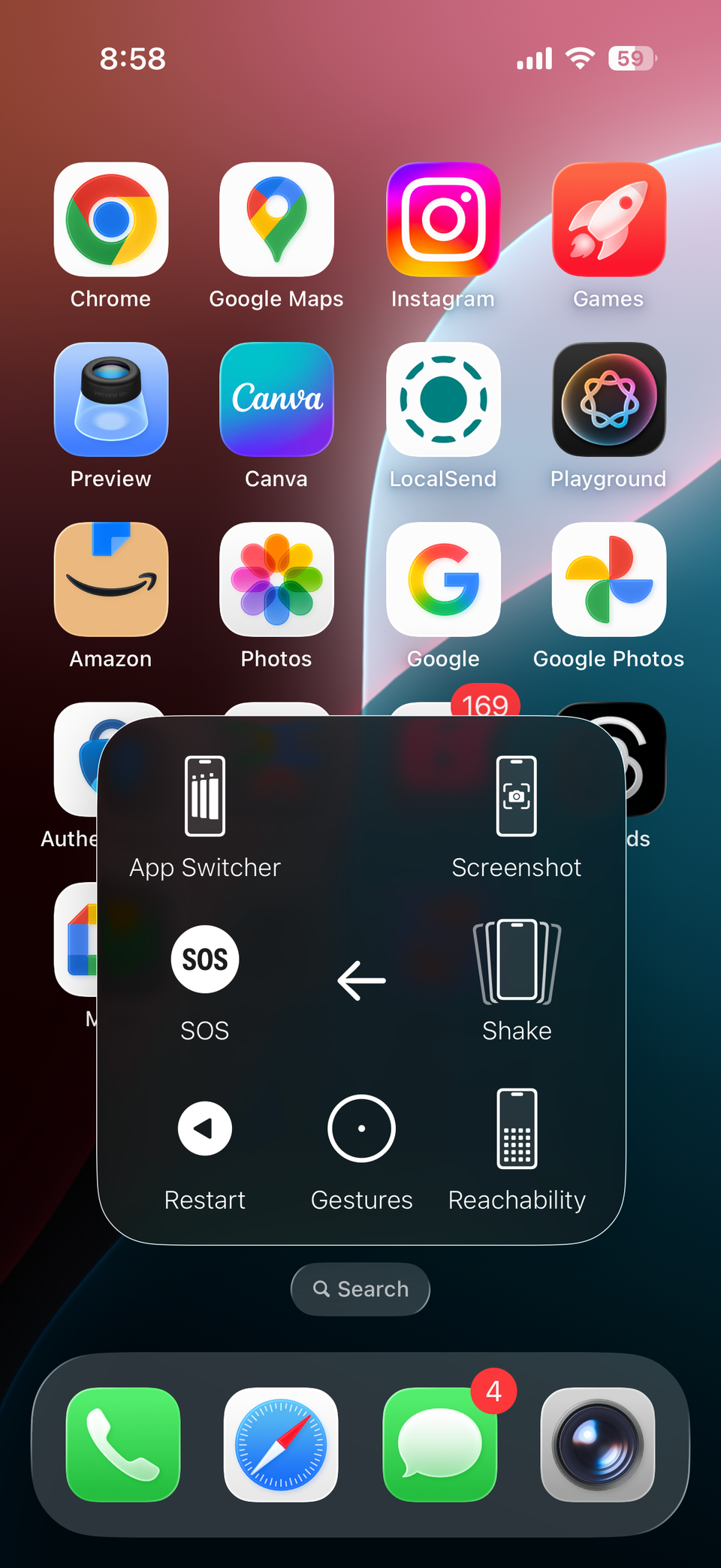 گزینه Screenshot در منوی Asistivetouch