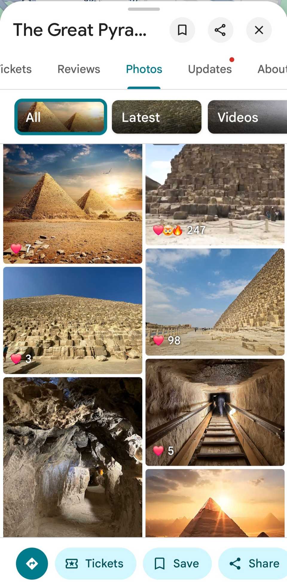 عکس های اهرام جیزا در نقشه های Google.