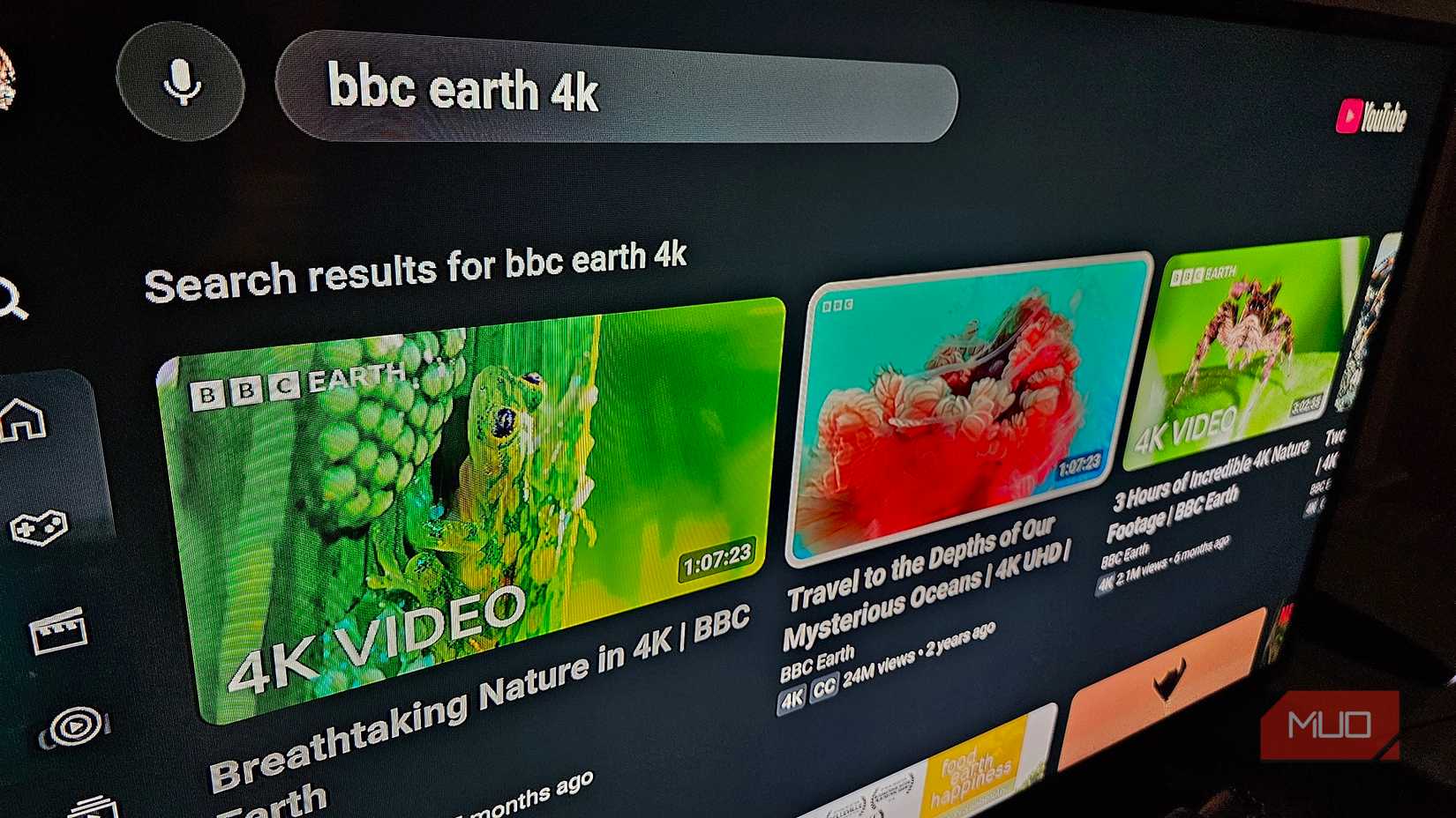 نتایج جستجو برای BBC Earth 4K در برنامه YouTube.