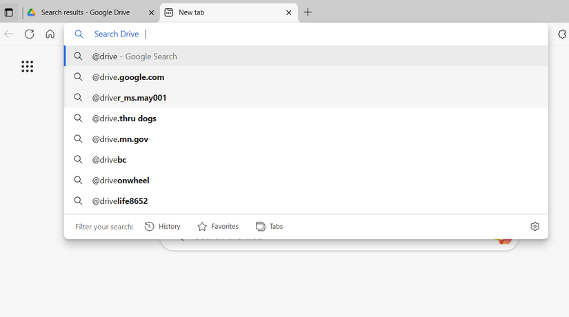 جستجوی Google Drive از نوار آدرس