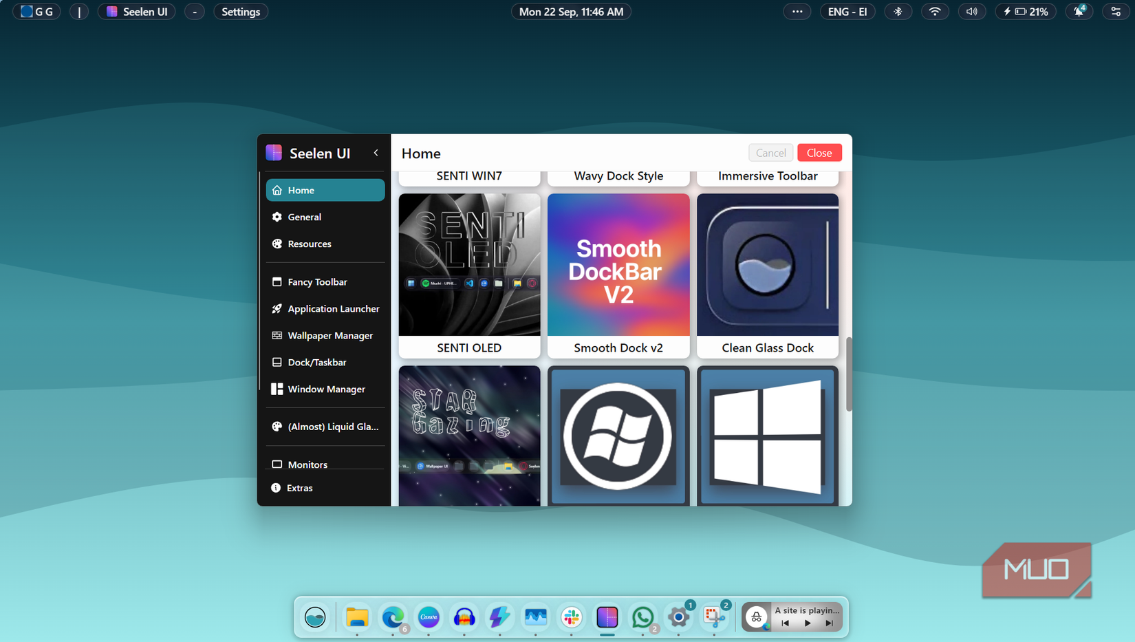 منوی سفارشی سازی Seelen UI