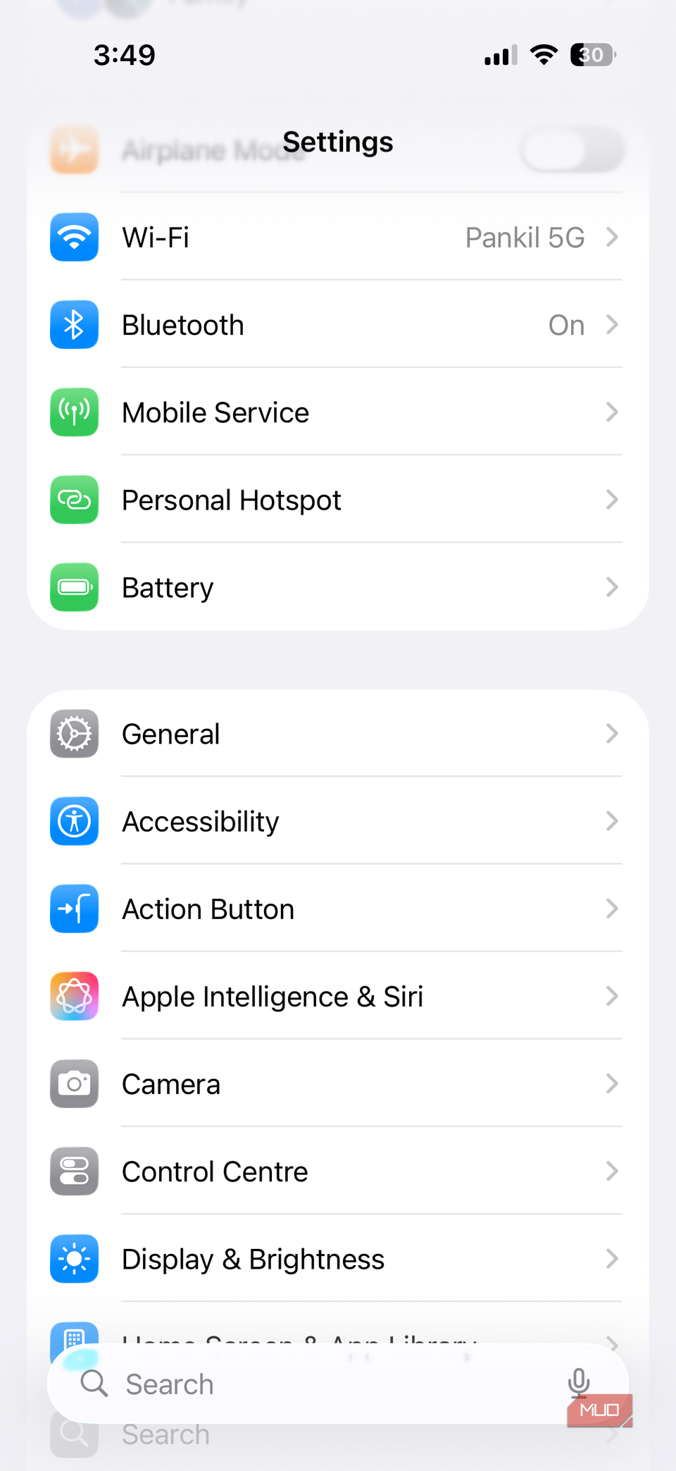 برنامه تنظیمات در iPhone در iOS 26