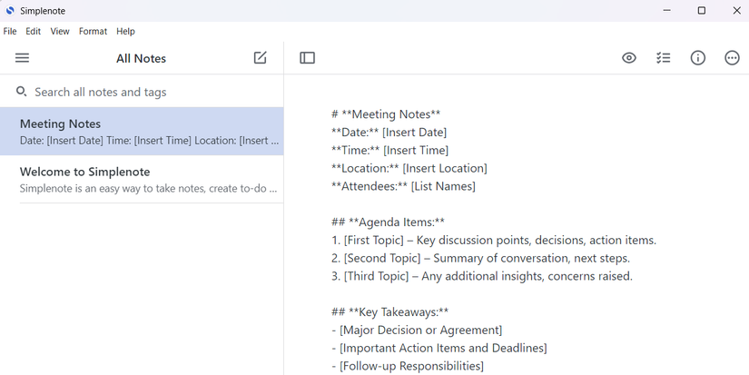 Windows Simplenote