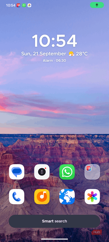 Smart Launcher 6 صفحه اصلی پیش فرض با کشو برنامه و نوار جستجو.