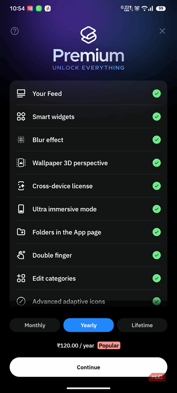 لیست ویژگی های حق بیمه Smart Launcher 6.