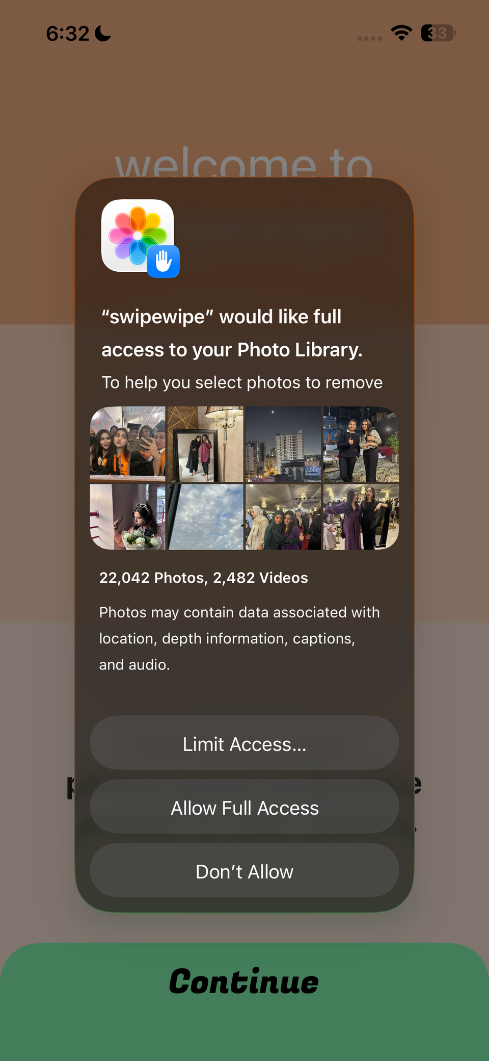 Swipewipe درخواست دسترسی به صفحه کتابخانه عکس