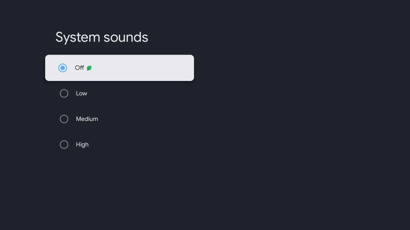 منوی صداهای سیستم در Google TV