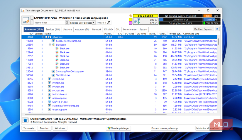 Deluxe Manager Task Manager در رایانه ویندوز