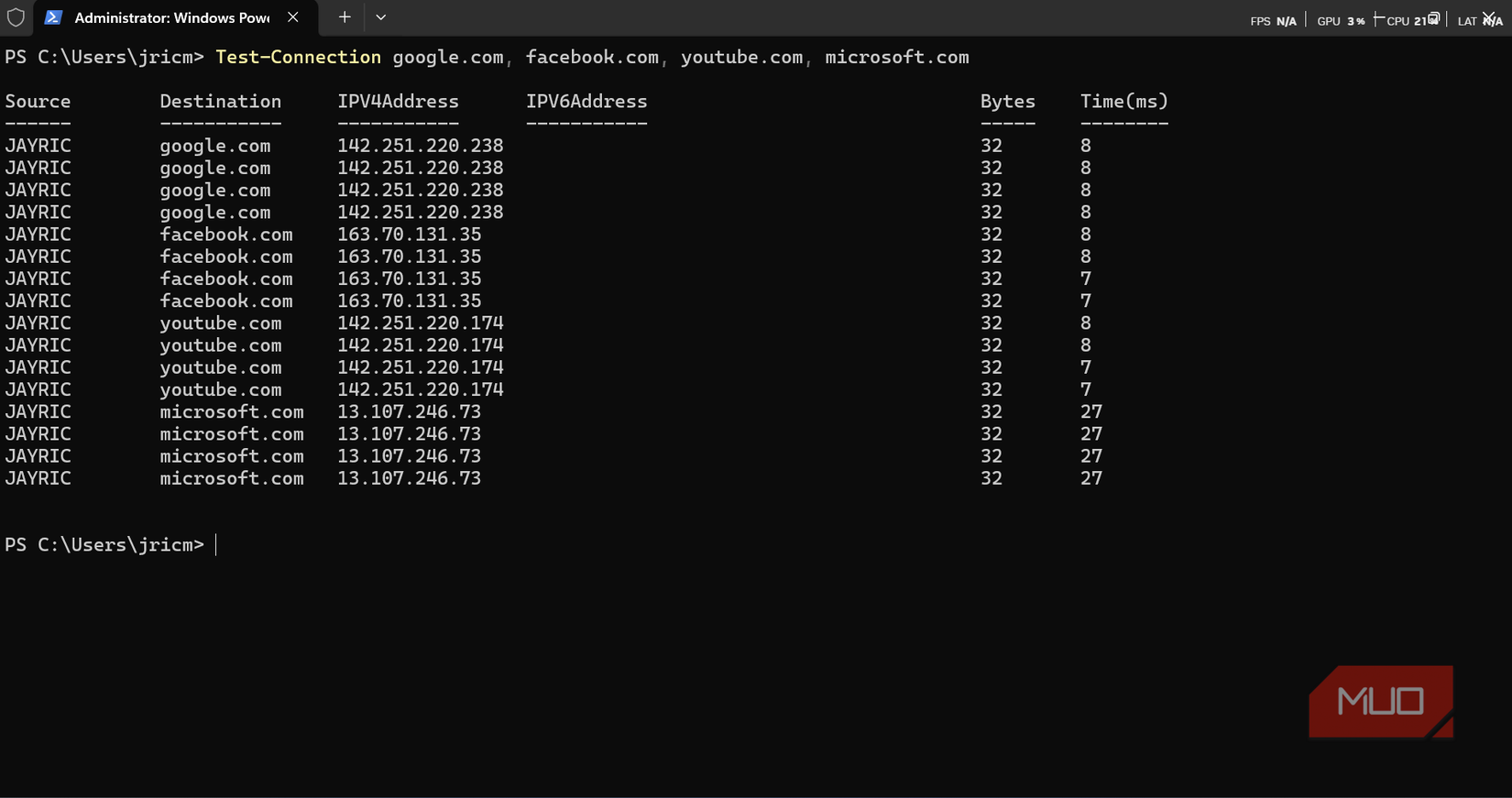 تست اتصالات خدمات با استفاده از PowerShell