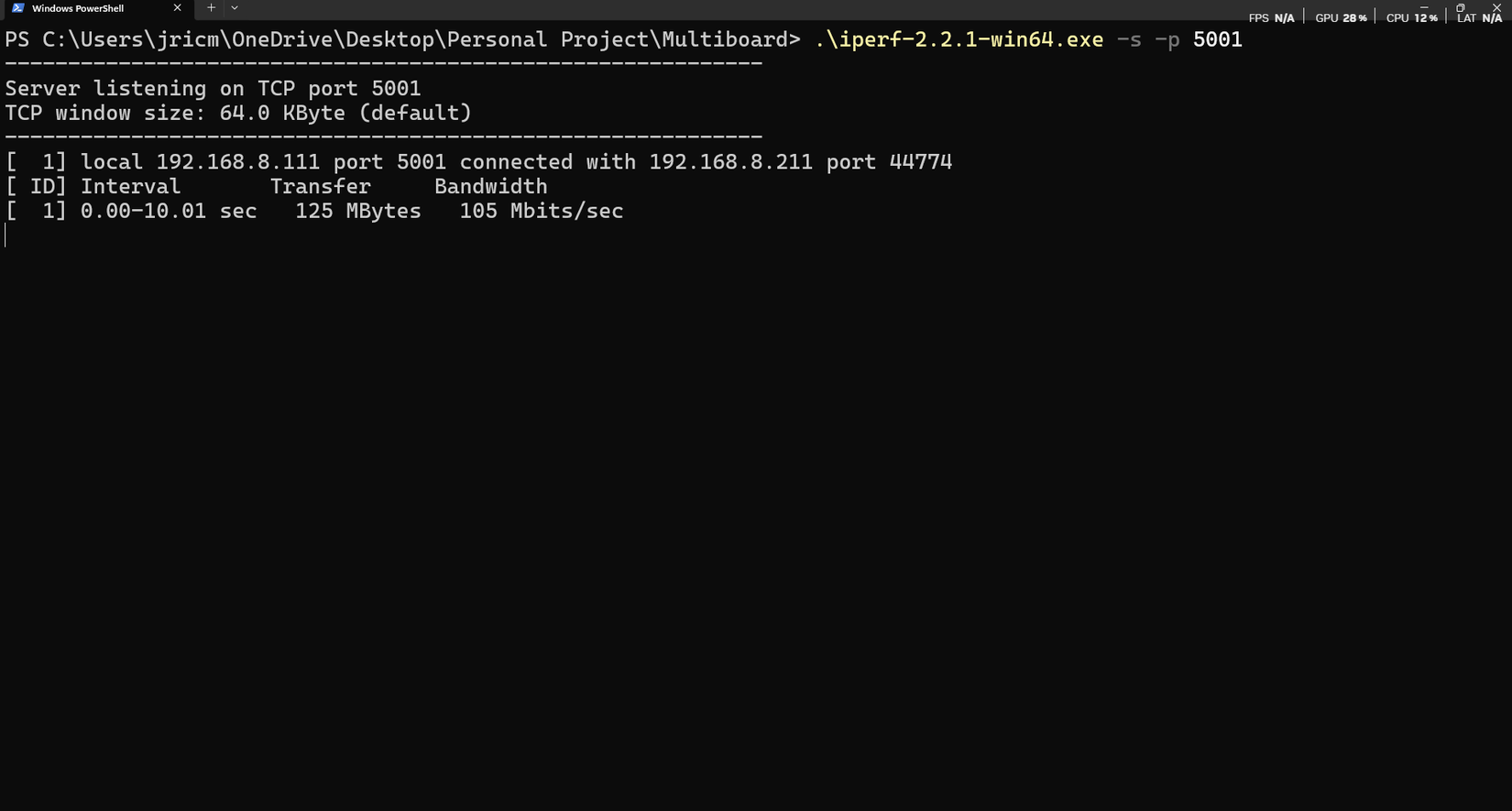 تست اتصال UDP با IPERF2