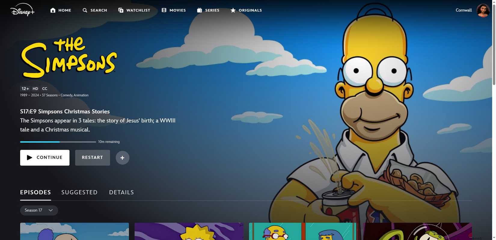 صفحه نمایش Simpsons Disney Plus.