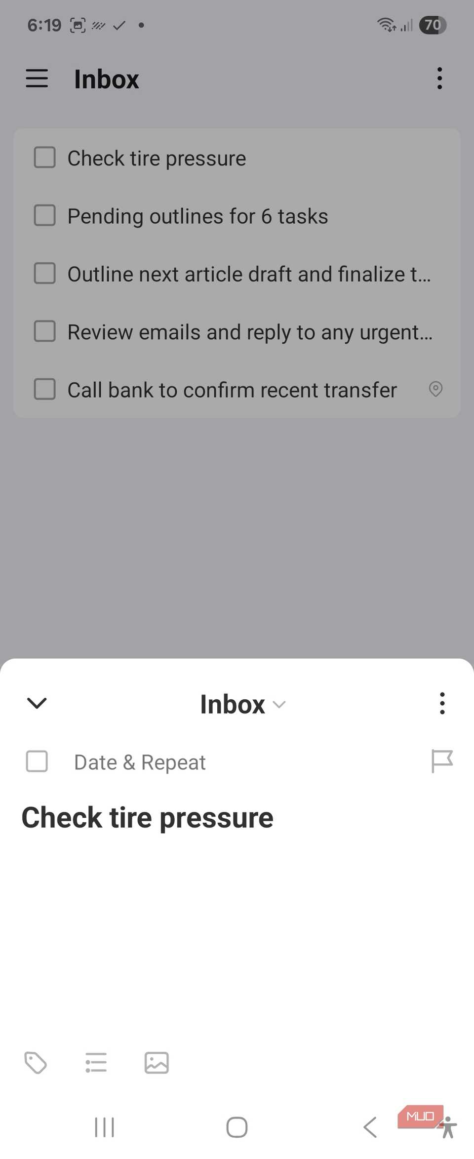 تنظیمات یادآوری مبتنی بر مکان برنامه TickTick
