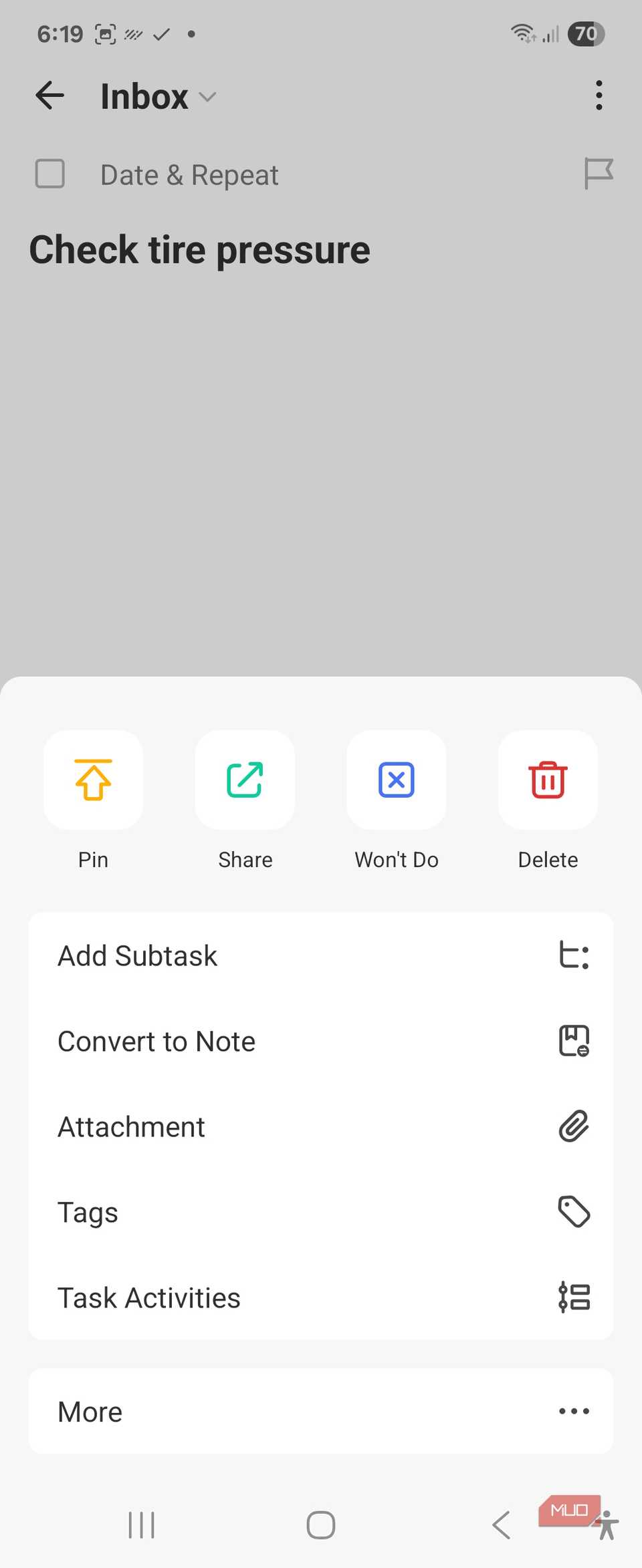 تنظیمات یادآوری مبتنی بر مکان برنامه TickTick