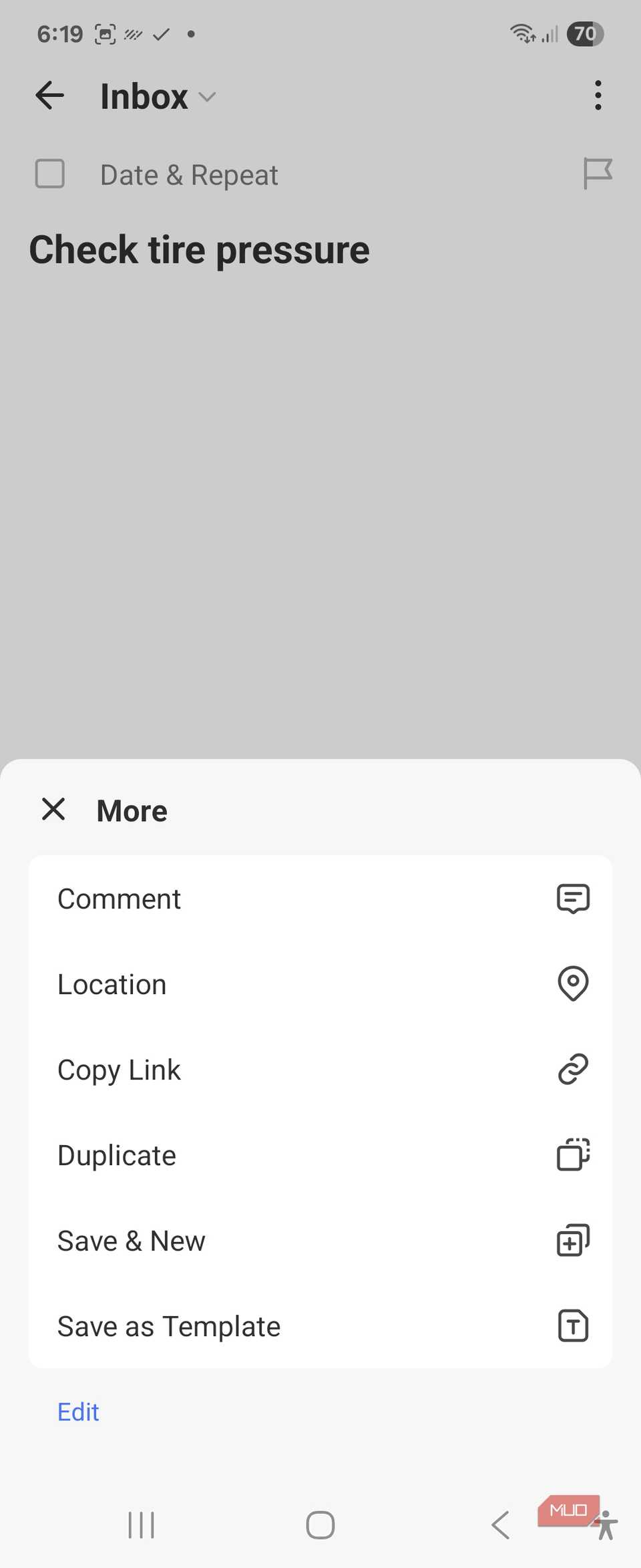 تنظیمات یادآوری مبتنی بر مکان برنامه TickTick