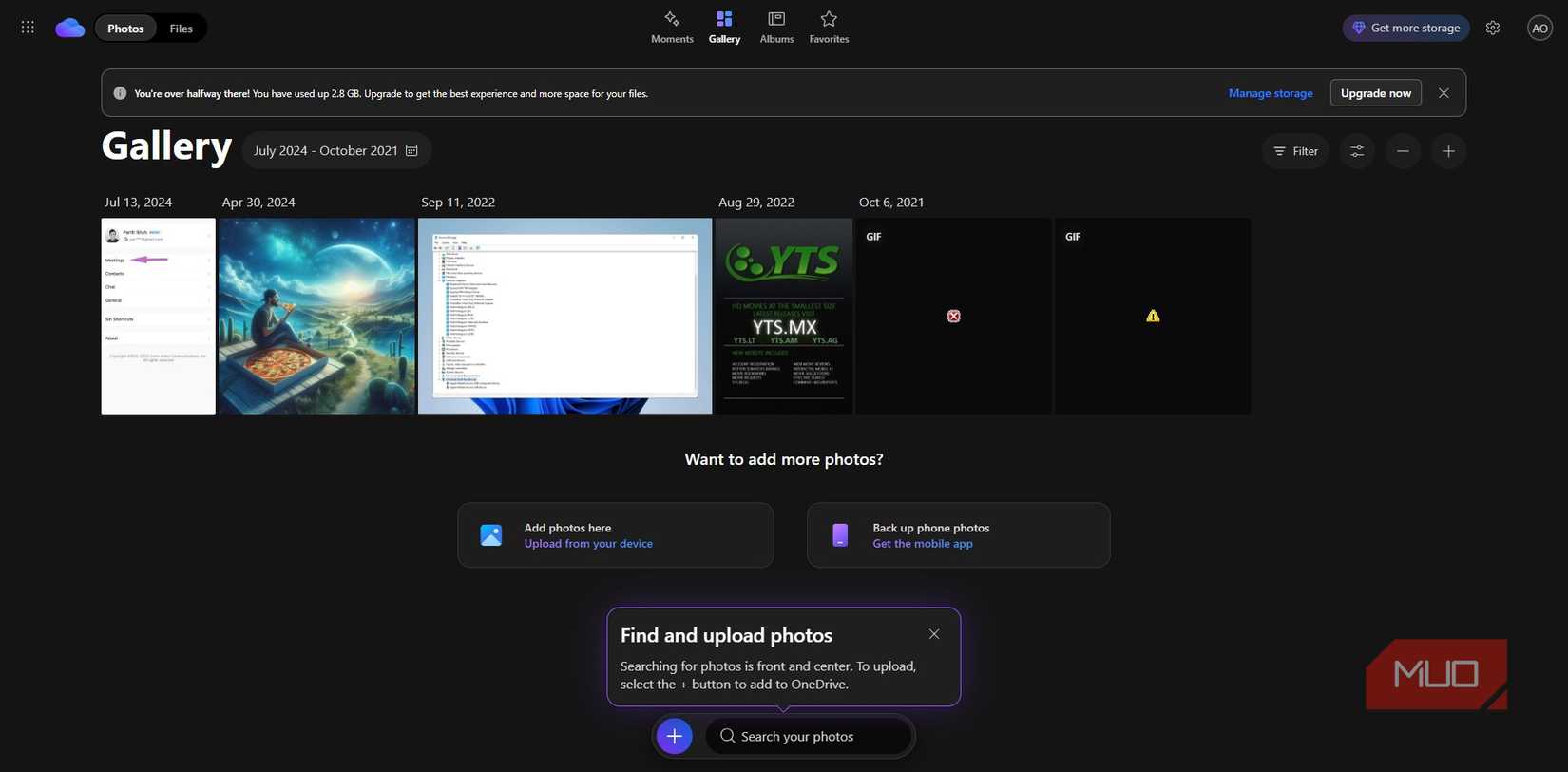 عکس های بارگذاری شده در OneDrive