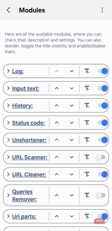ماژول های برنامه urlCheck در Android
