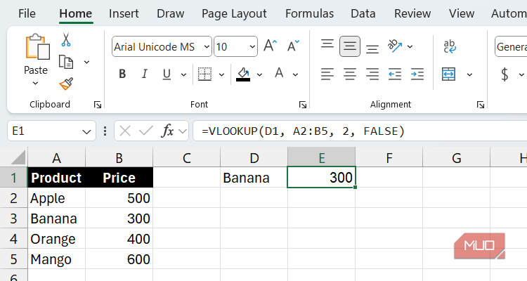 با استفاده از عملکرد Vlookup در اکسل