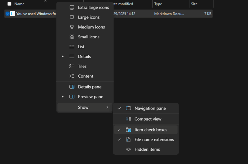 Windows Enable Check جعبه های Explorer