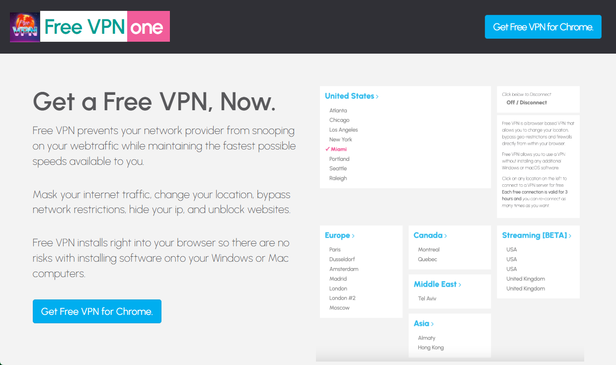 وب‌سایت Free VPN One
