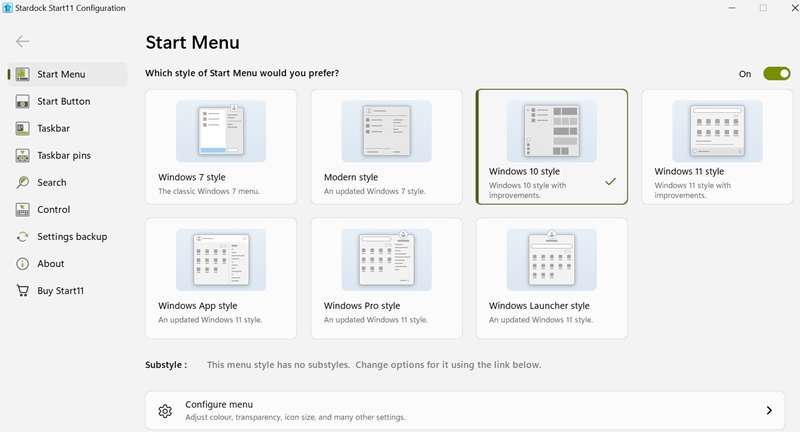 سفارشی‌سازی منوی شروع با استفاده از برنامه Start11