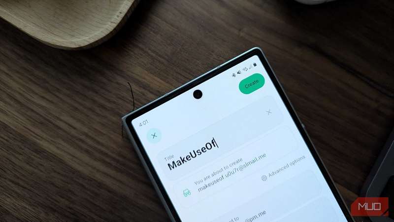 یک نام مستعار برای MakeUseOf که در برنامه اندروید Proton Pass ایجاد شده است