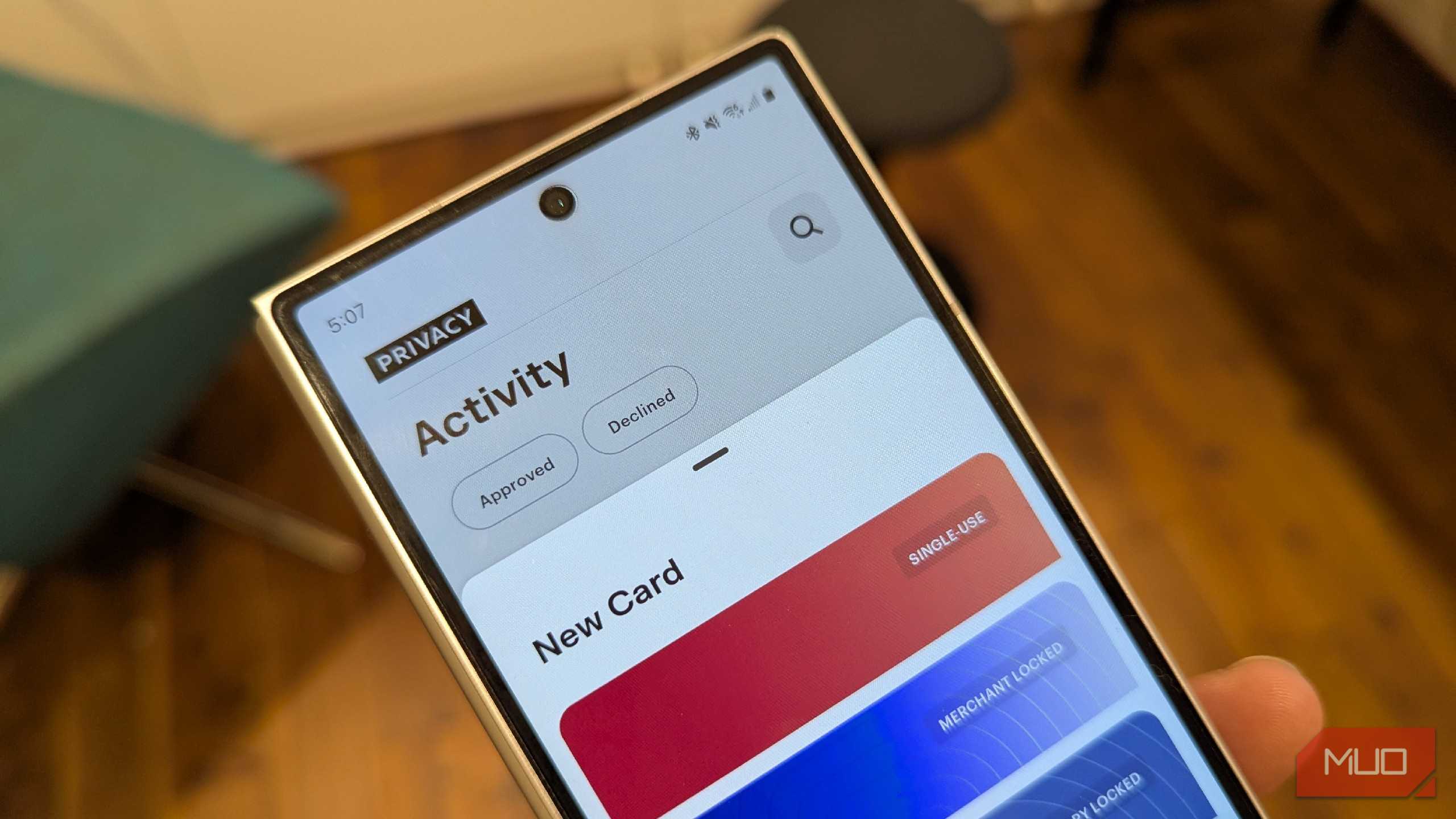 برنامه Privacy که کارت‌های پرداخت مجازی را روی Galaxy Z Fold 6 ایجاد می‌کند.