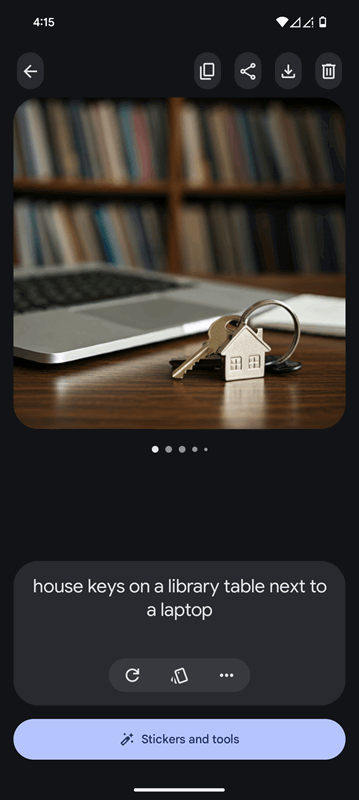 عکسی از کلیدها در کنار نیمهٔ لپ‌تاپ، تولید شده توسط Pixel Studio