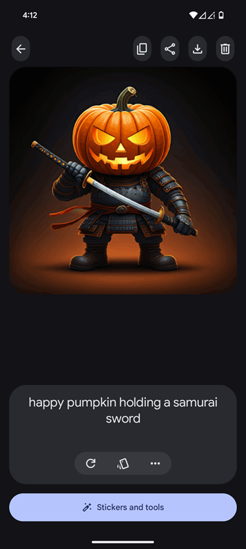 تصویر Pixel Studio از یک جنگجو با کدربد به عنوان سر، که شمشیر سامورایی در دست دارد