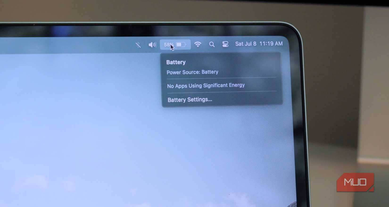 درصد باتری 15 اینچی MacBook Air