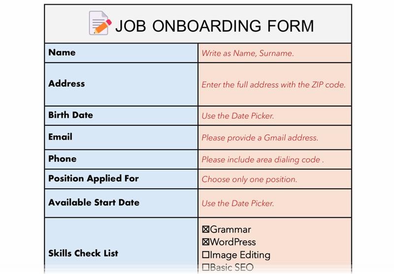 فرم تکمیل‌شده در ورد