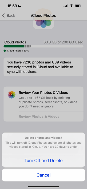 غیرفعال کردن و حذف همگام‌سازی عکس‌ها برای iCloud