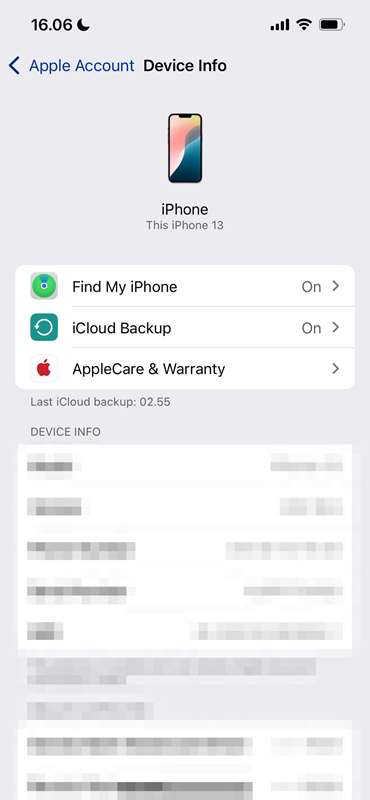 انتخاب تنظیمات آیفون برای حساب Apple