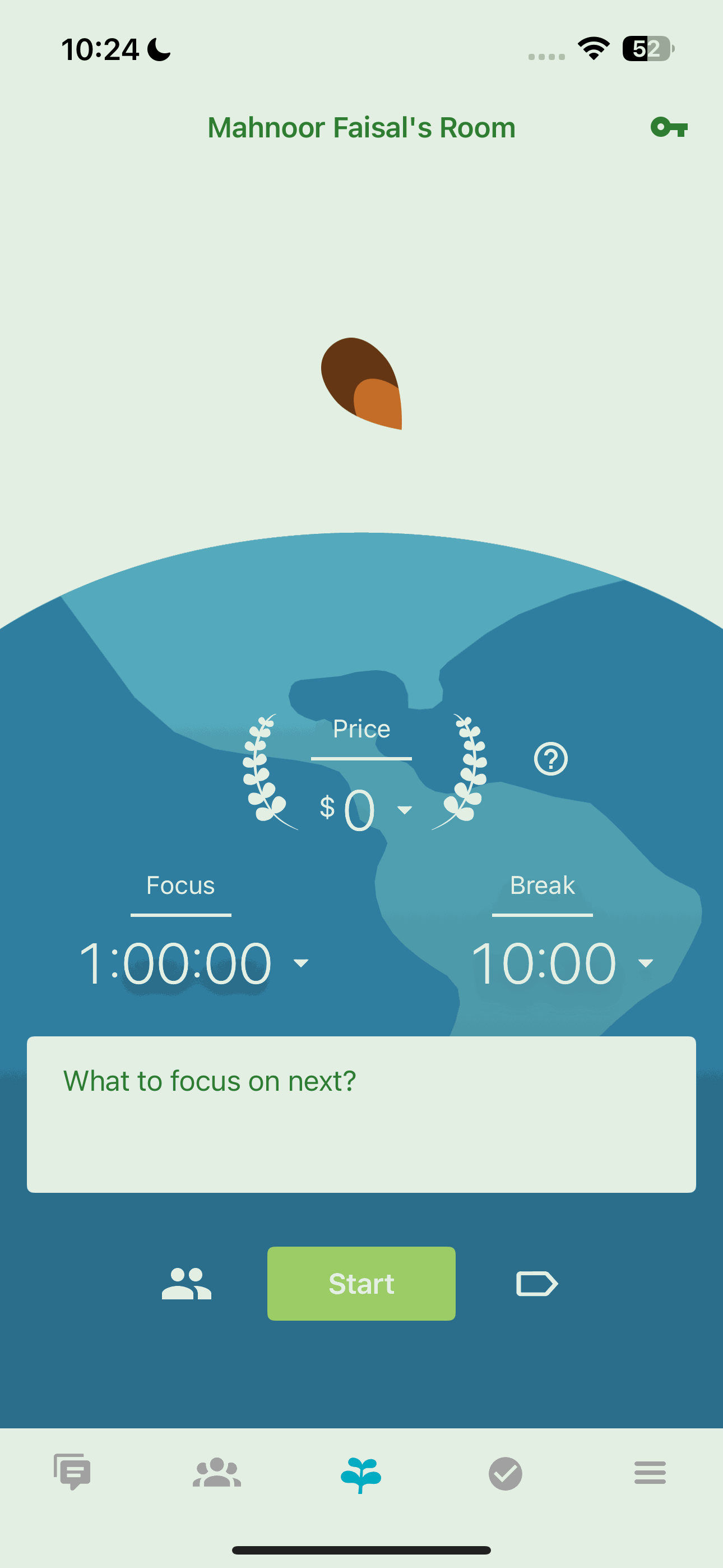 شروع یک جلسه تمرکز جدید در برنامه Flora