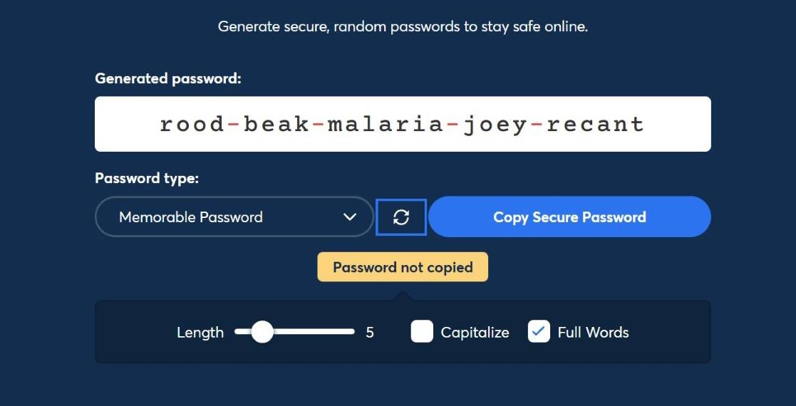 مولد عبارت‌رمز 1Password