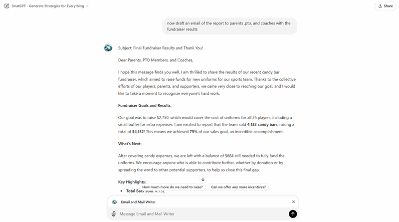 نمایش ایمیل تولید شده توسط GPT