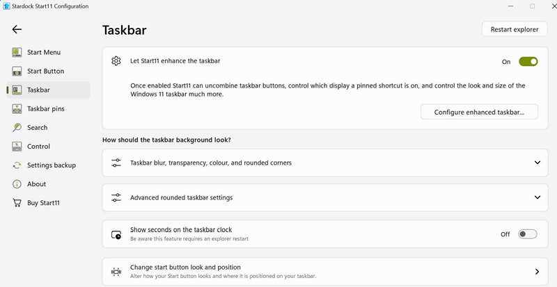 سفارشی‌سازی نوار وظیفه با استفاده از برنامه Start11