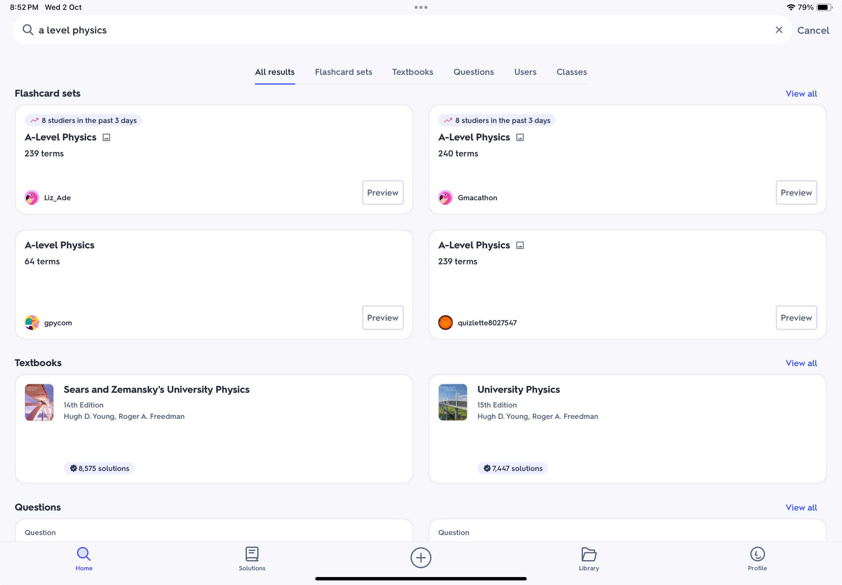دست‌بردهای پیش‌ساخته فیزیک سطح A در Quizlet